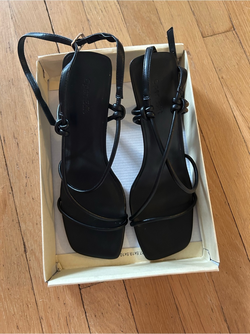 Black Knotted Strap Slingback Heels - Women